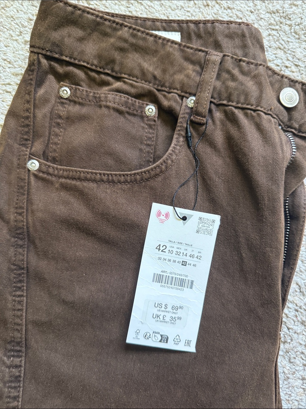 Zara Brown Balloon Leg Jeans - Picture 2 of 4